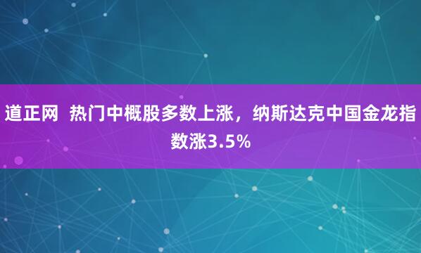 道正网  热门中概股多数上涨，纳斯达克中国金龙指数涨3.5%